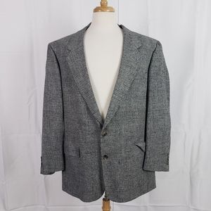 Austin Reed 100% Silk Blazer Sports Coat Grey Textured Size 46L